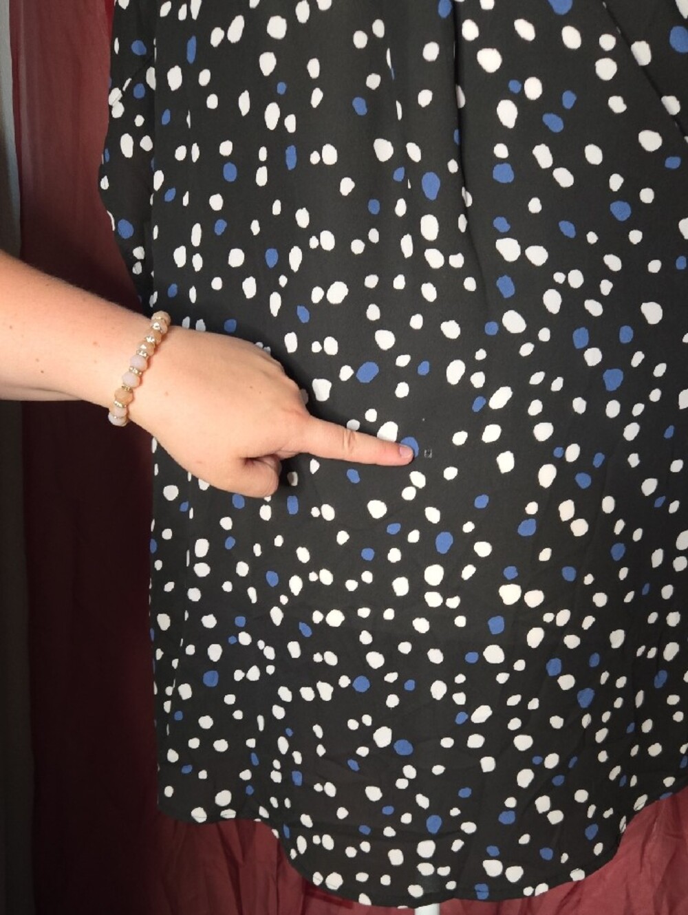 torrid Black Polka Dot Zip-Front Blouse with Blue and White Polka Dots - Picture 4 of 6